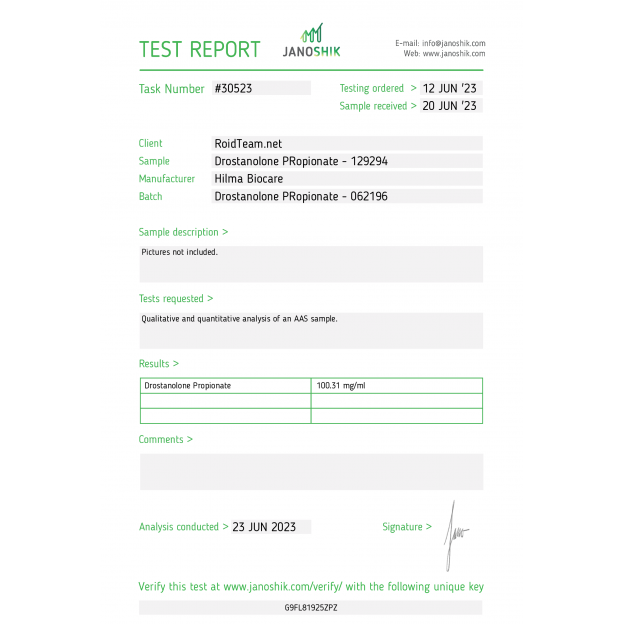 Drostanolone Propionate 100 mg/ml by Hilma Biocare