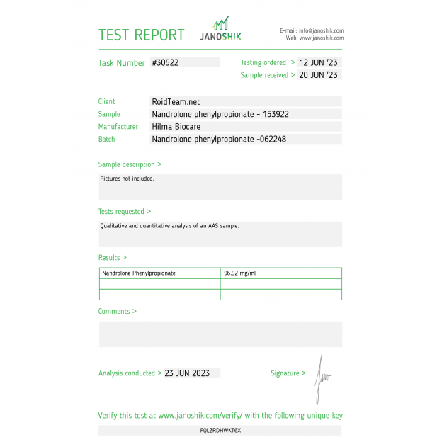 Nandrolone Phenylpropionate 100 mg/ml by Hilma Biocare