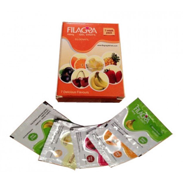 Filagra 100 mg Gel Shots Delicious Flavours 1 Week Pack 7 (Sildenafil Jelly)