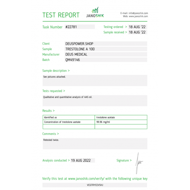 Trestolone A 100 by Deus Medicals