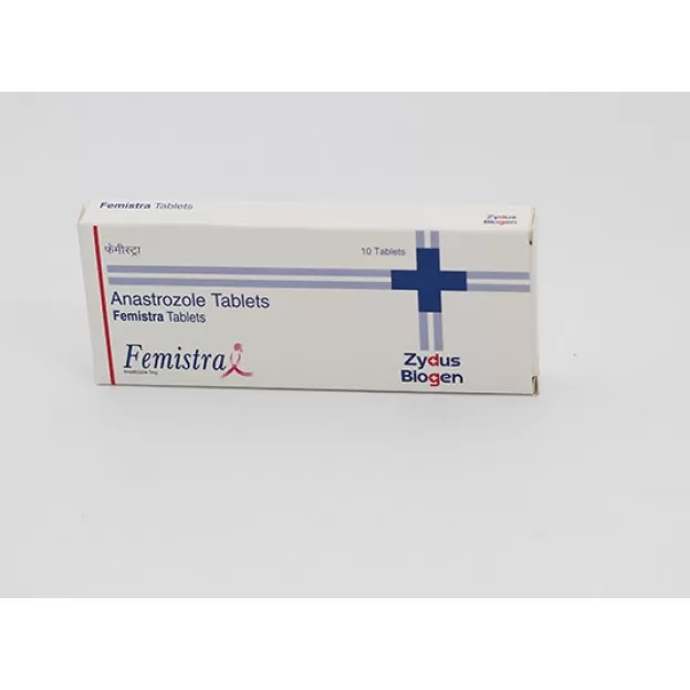 Femistra Anastrozole Oral tablets 1mg Zydus Biogen Pack of 5x10 Femistra Anastrozole Oral tablets 1mg Zydus Biogen Pack of 5x10