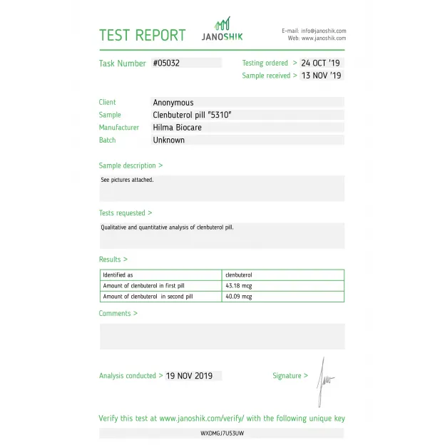Clenbuterol 40 mcg 50 Tabs by Hilma Biocare