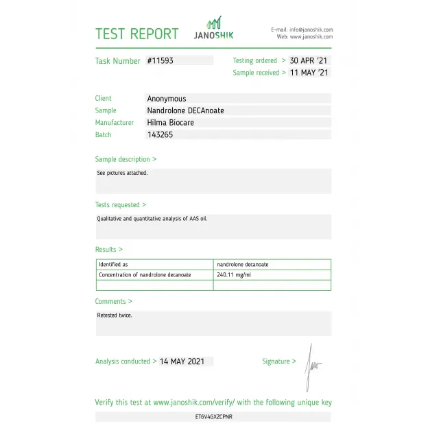 Nandrolone Decanoate 250 mg/ml by Hilma Biocare