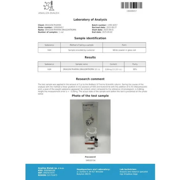 Dragontropin HGH 100 IU by Dragon Pharma