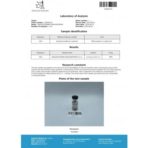 Dragontropin HGH 100 IU by Dragon Pharma