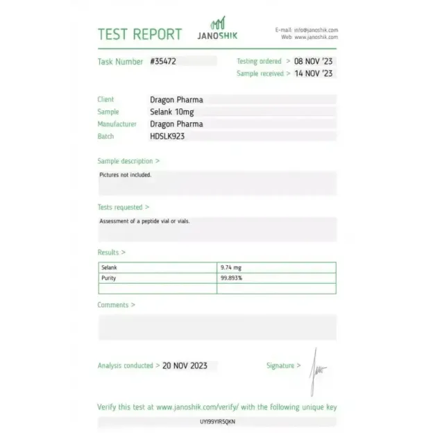 Selank 10mg by Dragon Pharma