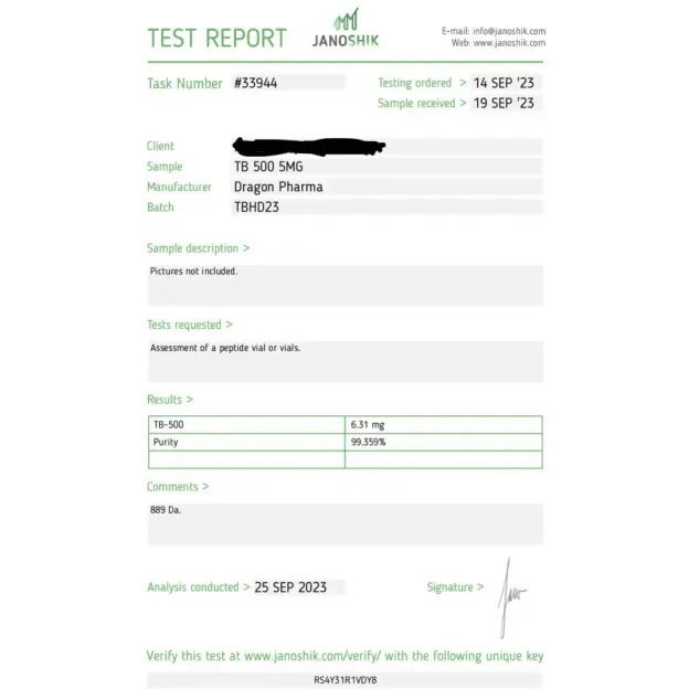TB 500 5mg by Dragon Pharma TB 500 5mg by Dragon Pharma