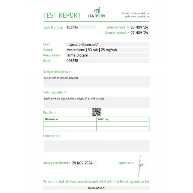 Mesterolone 25mg 50 Tabs by Hilma Biocare