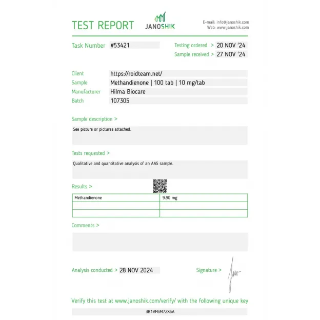 Methandienone 10 mg 100 Tabs by Hilma Biocare
