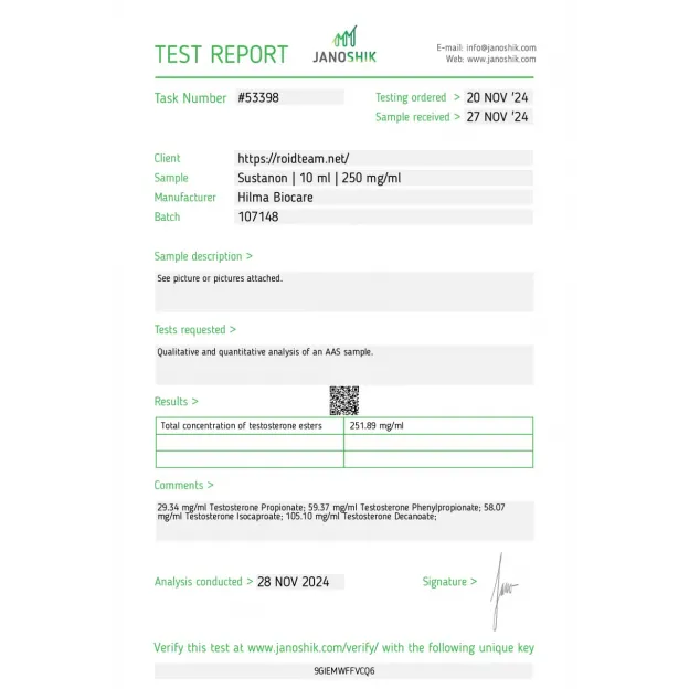 Sustanon 250 mg/ml by Hilma Biocare