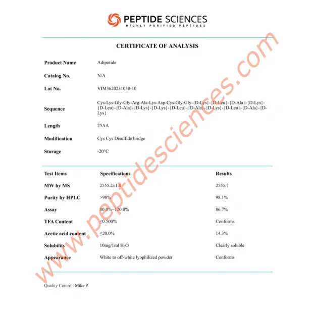 Adipotide (FTPP) 10mg by Peptide Science Adipotide (FTPP) 10mg by Peptide Science